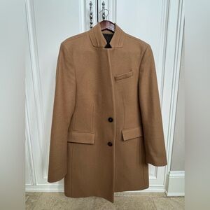 Men’s Zara Camel Single-Breasted Stand-Collar Coat